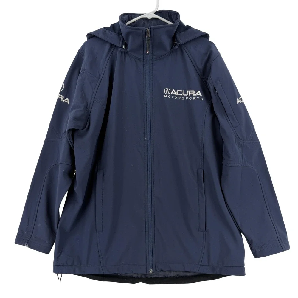 Acura Motorsports Jacket Mens Small Blue Hooded Softshell NSX Gridsport Apparel